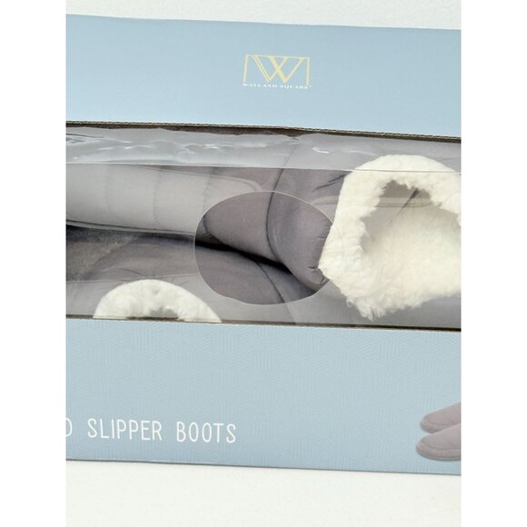 Wayland Square Quilted Slipper Boots Mens Size L 9 10 Slippers Gray Faux Fur - Picture 2 of 8